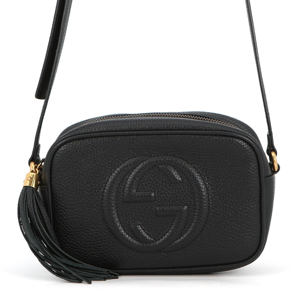 Gucci Interlocking G Soho Disco Bag Small Leather Shoulder 347994 GUCCI Black...